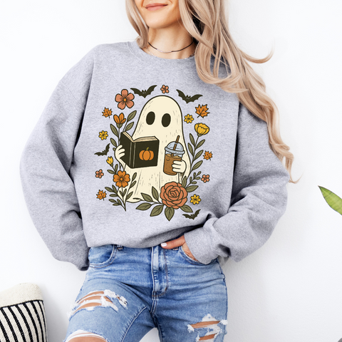 Cozy Reading Ghost sweatshirt (multiple colors)