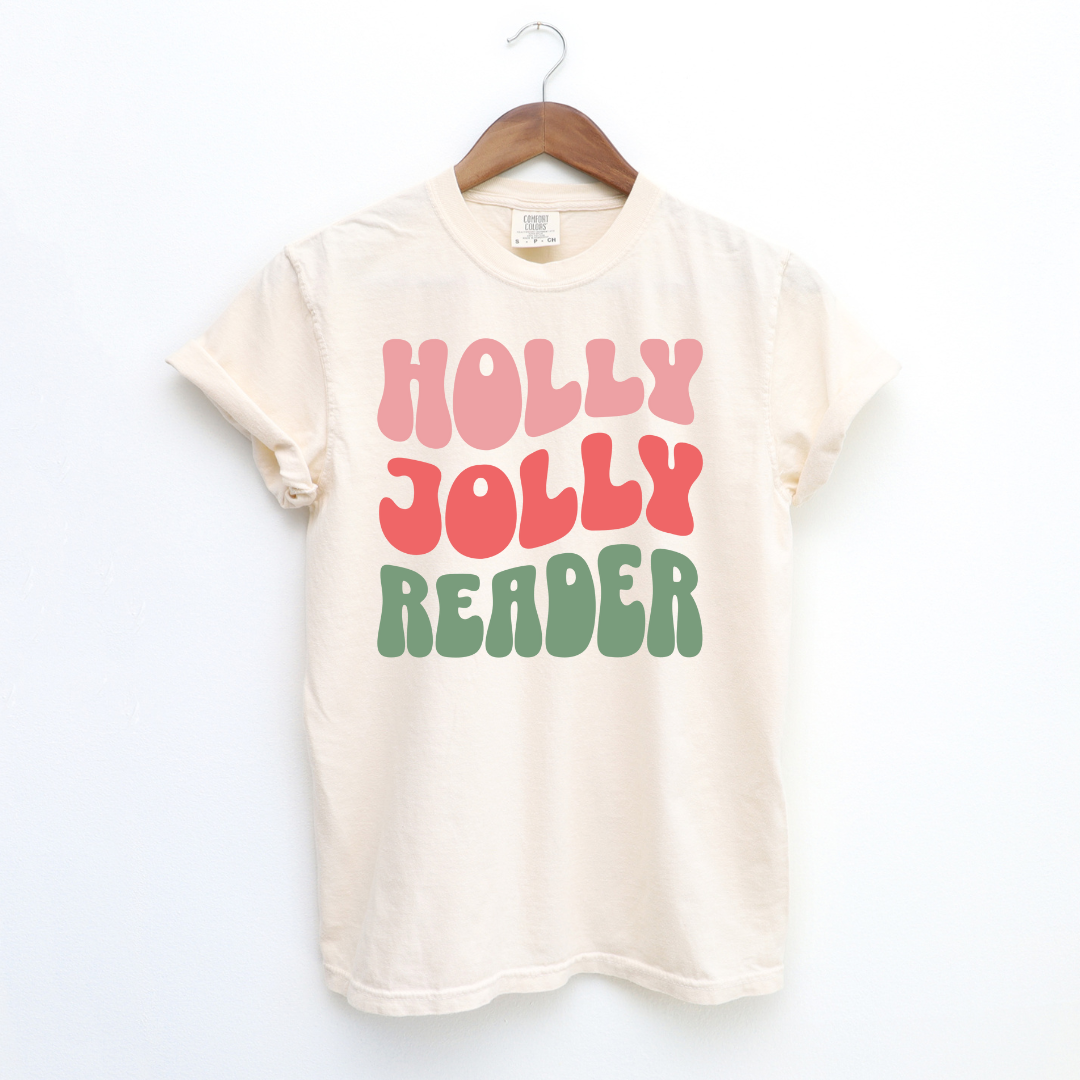 Holly Jolly Reader tee (multiple colors)