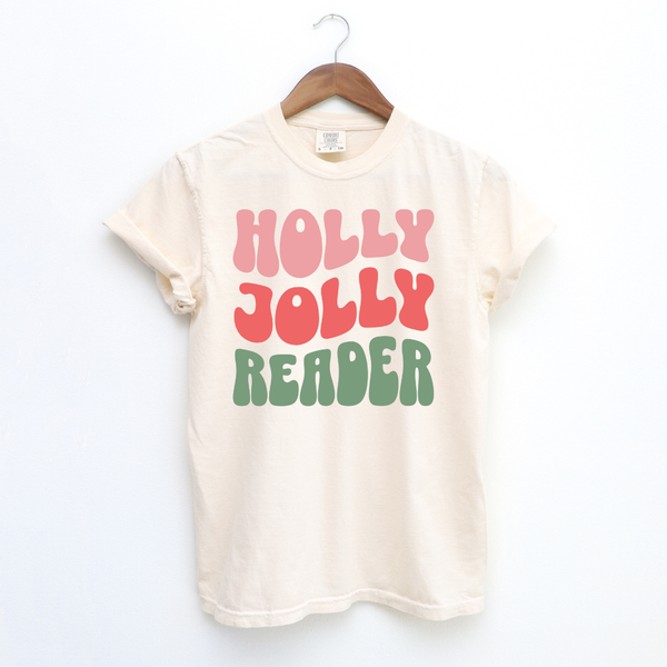 Holly Jolly Reader tee (multiple colors)