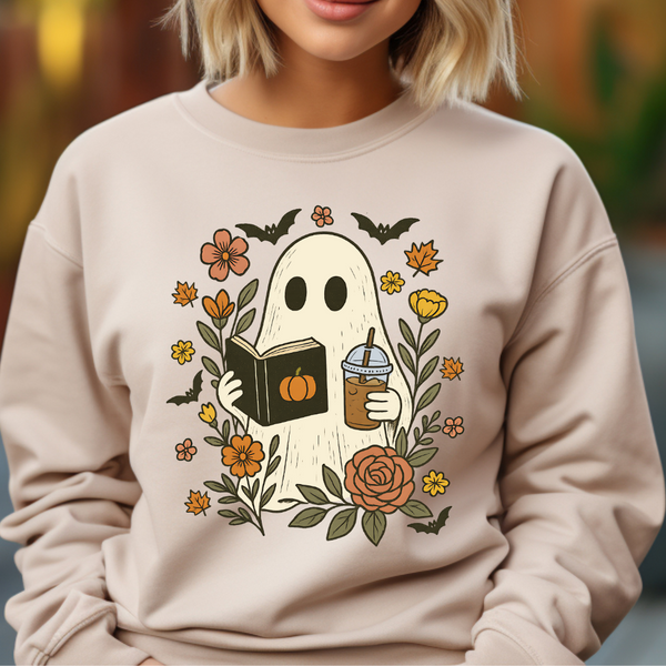 Cozy Reading Ghost sweatshirt (multiple colors)