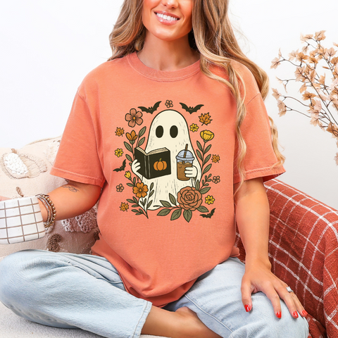 Cozy Reading Ghost tee (multiple colors)