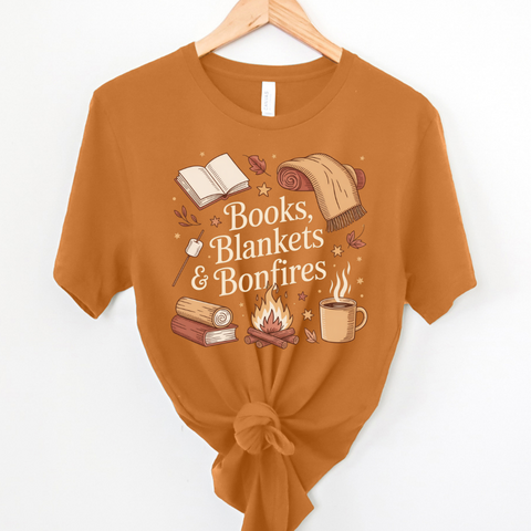 Books, Blankets, and Bonfires tee