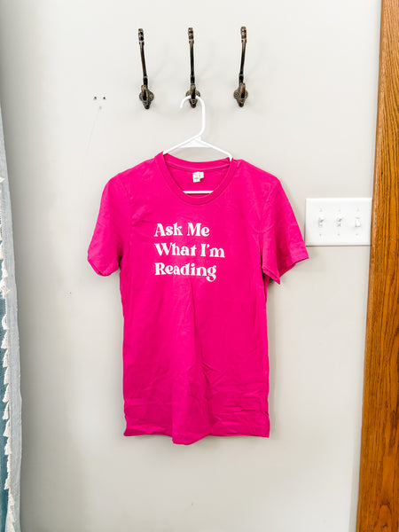 INVENTORY SALE - Ask Me What I'm Reading tee (berry)