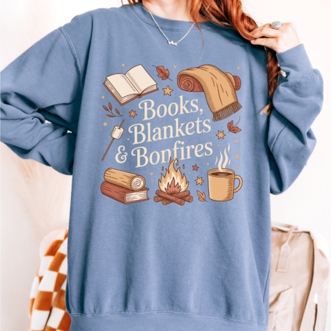 Books, Blankets, and Bonfires sweatshirt