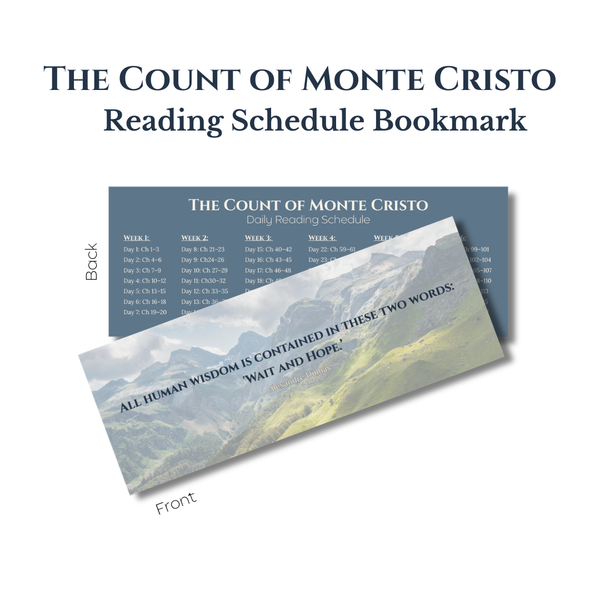 Reading Schedule Bookmark for The Count of Monte Cristo
