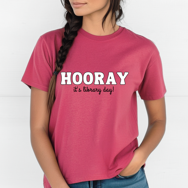 Hooray, It's Library Day tee (multiple colors)
