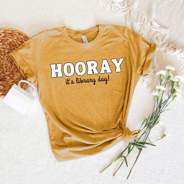 Hooray, It's Library Day tee (multiple colors)
